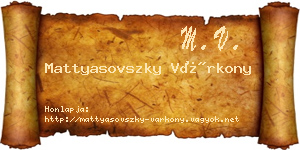 Mattyasovszky Várkony névjegykártya